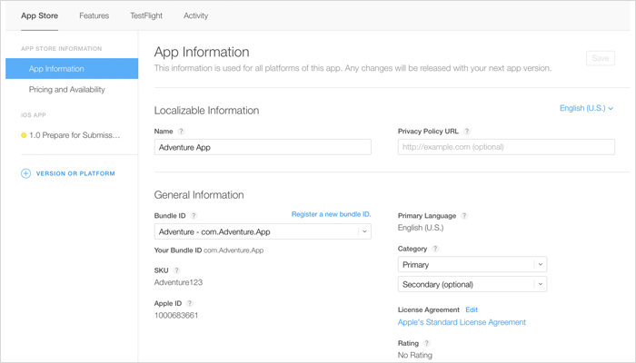 submitting to the Apple app store:
