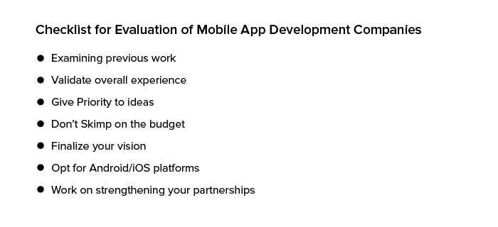Checklist for Evaluation of Mobile App Development Companies